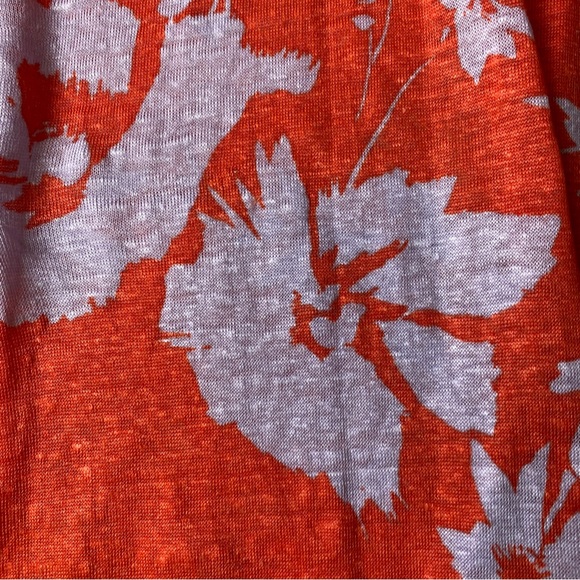 SPORTSCRAFT 'Tay' Orange Floral Print 100% Linen V-Neck Midi Dress Size M AU 12 - Picture 11 of 12